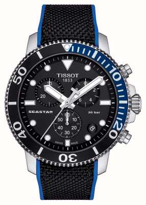 Tissot Chronographe Seastar 1000 (45.5mm) cadran noir / bracelet noir & bleu T1204171705103