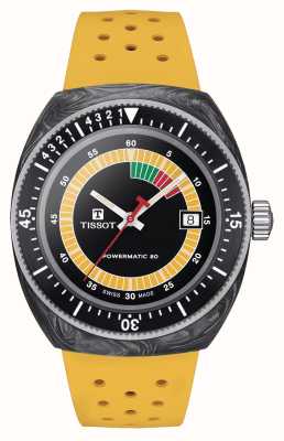 Tissot Sideral s powermatic 80 (41mm) cadran noir / bracelet caoutchouc jaune T1454079705700