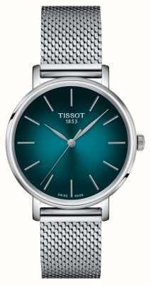 Tissot Everytime quartz lady (34mm) cadran turquoise / bracelet maille acier T1432101109100