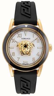 Versace V-palazzo quartz (43mm) cadran argent / silicone noir VE2V00222