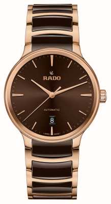 RADO Centrix automatique | cadran marron | bracelet en céramique marron et acier inoxydable or rose R30017302