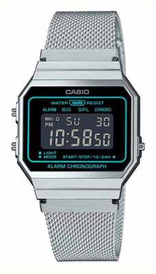 Casio Chronographe réveil rétro vintage / bracelet acier A700WEMS-1B