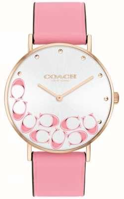 Coach Poiré des femmes | cadran argenté | bracelet en cuir rose pivoine 14504135