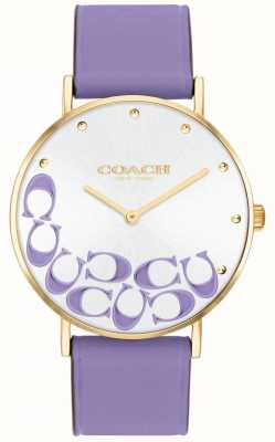 Coach Poiré des femmes | cadran argenté | bracelet en cuir violet 14504134