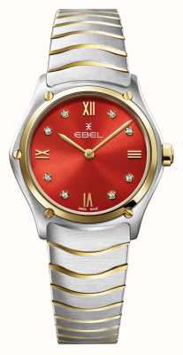 EBEL Sport classic lady - 8 diamants (29 mm) cadran rouge somptueux / or 18 carats et acier inoxydable 1216594