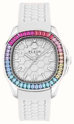 Philipp Plein Spectre lady high-iconic / cadran argenté bracelet blanc PWTAA0223