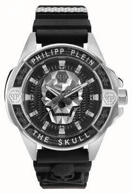 Philipp Plein Le $kull fibre de carbone high-conic / cadran noir bracelet noir PWAAA1622