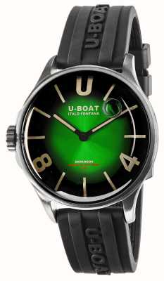 U-Boat Darkmoon ss (40mm) cadran vert soleil noble / bracelet en caoutchouc vulcanisé noir 9502/A