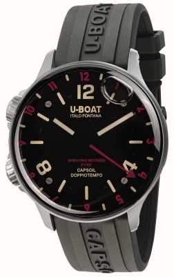 U-Boat Capsoil doppiotempo (45mm) ss rouge rehaut bracelet caoutchouc noir 8839/B