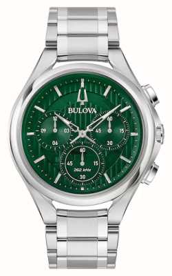 Bulova Chronographe courbé pour homme | cadran vert | bracelet en acier inoxydable 96A297
