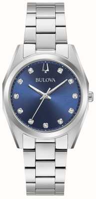 Bulova Enquêteur des femmes | cadran diamant bleu | bracelet en acier inoxydable 96P229