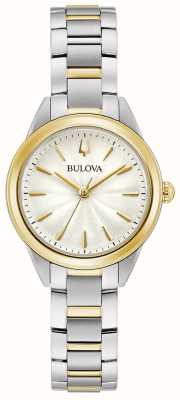 Bulova Sutton classique pour femmes | cadran blanc argenté | bracelet en acier inoxydable bicolore 98L277