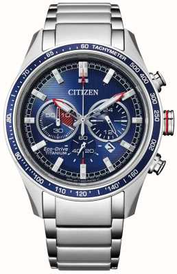 Citizen Super titane homme | chronographe | éco-conduite | cadran bleu | bracelet en titane CA4490-85L