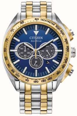 Citizen Chronographe homme | éco-conduite | cadran bleu | bracelet en acier inoxydable bicolore CA4544-53L