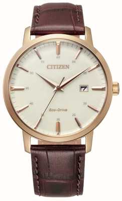 Citizen Hommes | éco-conduite | cadran blanc | bracelet en cuir marron BM7463-12A