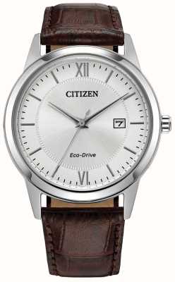 Citizen Hommes | éco-conduite | cadran argenté | bracelet en cuir marron AW1780-25A