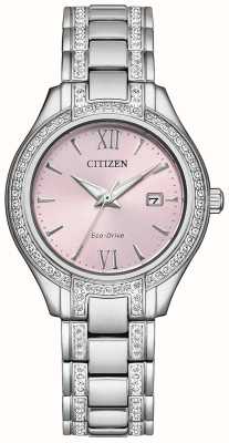 Citizen Cristal de silhouette féminine | éco-conduite | cadran rose | bracelet en acier inoxydable cristal FE1230-51X