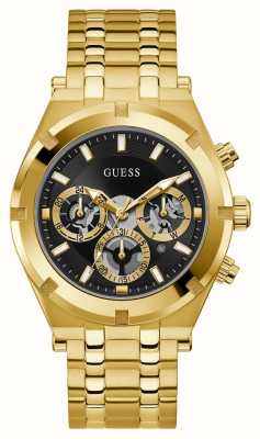 Guess Cadran chronographe noir pour homme, bracelet en acier inoxydable doré GW0260G2