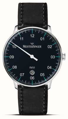 MeisterSinger Neo plus (40mm) cadran noir bracelet cuir noir NE402T