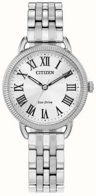 Citizen Bracelet femme classique eco-drive cadran blanc en acier inoxydable EM1050-56A