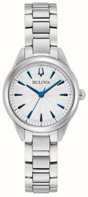Bulova Cadran blanc argent sutton classique pour femme / bracelet en acier inoxydable 96L285