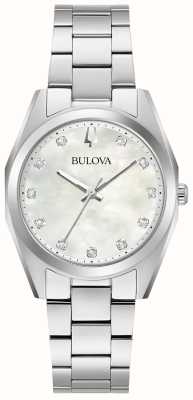Bulova Cadran nacre d'arpenteur classique pour femme / bracelet en acier inoxydable 96P228