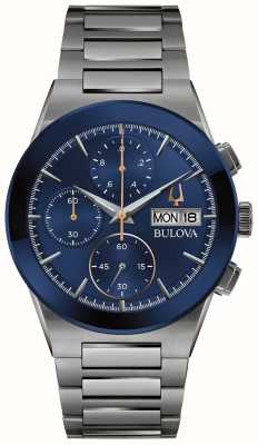 Bulova Cadran chronographe bleu millenia classique pour homme / bracelet en acier inoxydable gris 98C143