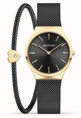 Bering Ensemble montre et bracelet classique noir et or poli pour femme 12131-132-GWP