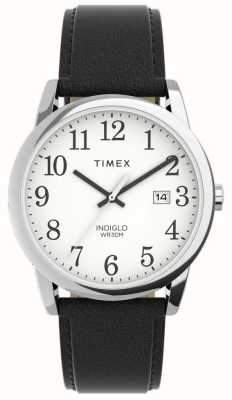 Timex Montre homme facile à lire cadran blanc bracelet cuir noir TW2V68800