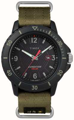 Timex Montre homme gallatin solaire cadran noir bracelet nylon vert TW4B14500