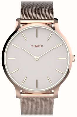 Timex Montre transcend (38 mm) pour femme, cadran rose clair / bracelet en acier inoxydable doré rose TW2T73900