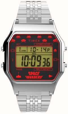 Timex Cadran numérique 80 space invaders / bracelet en métal argenté TW2V30000