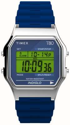 Timex 80 cadran digital bleu / bracelet résine bleu TW2V41200
