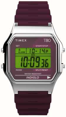 Timex 80 affichage digital bordeaux / bracelet résine bordeaux TW2V41300