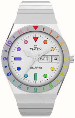 Timex Cadran q arc-en-ciel blanc pour femme / bracelet en acier inoxydable TW2V66000