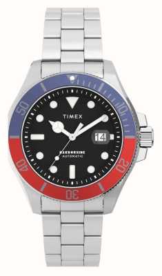 Timex Bracelet en acier inoxydable à cadran noir pour homme Harbourside Coast automatique (43 mm) TW2V72100