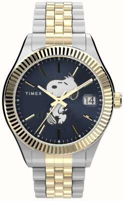 Timex Peanuts x waterbury snoopy legacy cadran bleu / bracelet en acier inoxydable bicolore TW2V47500