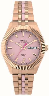 Timex Montre femme waterbury legacy x bcrf cadran rose / bracelet en acier inoxydable doré rose TW2V52600