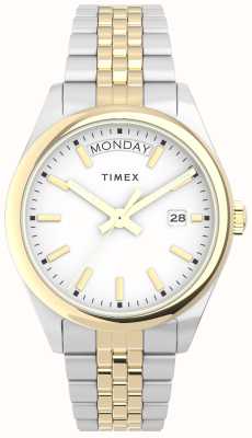 Timex Cadran blanc hérité pour femme / bracelet en acier inoxydable bicolore TW2V68500
