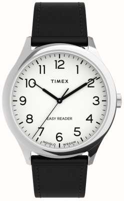 Timex Easy reader (40mm) homme cadran blanc / bracelet cuir noir TW2U22100