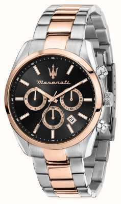 Maserati Attrazione pour homme (43 mm) cadran noir / bracelet en acier inoxydable bicolore R8853151002