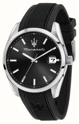 Maserati Attrazione pour homme (43 mm) cadran noir / bracelet en silicone noir R8851151004