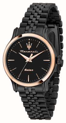 Maserati Montre femme epoca solar (34mm) cadran noir / bracelet acier inoxydable noir R8853118518