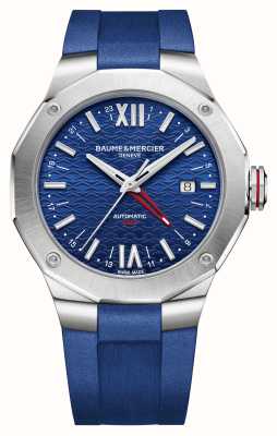 Baume & Mercier Montre homme riviera automatique (42mm) cadran bleu / bracelet caoutchouc bleu M0A10659