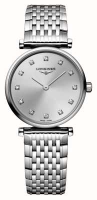 LONGINES La grande classique de longines cadran argent serti de diamants / bracelet acier L42094706