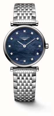 LONGINES La grande classique de longines cadran nacre bleue serti de diamants / bracelet acier L42094816