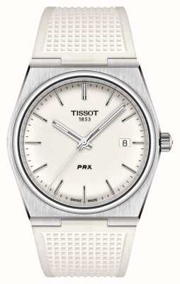 Tissot Prx (40mm) cadran lumineux blanc / bracelet caoutchouc blanc T1374101701100