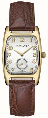 Hamilton American classic boulton quartz *comme on le voit dans indiana jones* (27mm) cadran blanc / cuir de veau marron H13431553