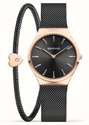 Bering Coffret cadeau classique montre + bracelet en or rose poli 12131-169-GWP
