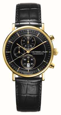 Herbelin Inspiration chronographe (40mm) cadran noir / cuir noir 35647P14